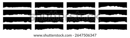 Collection of ripped paper border, scrapbook edge, notebook tear with jagged edge vector illustration