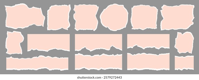 Collection of ripped paper, jagged, torn paper frames vector illustration