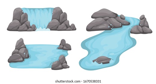 Collection Rivers vector Illustration with cartoon style can be used to make background illustration