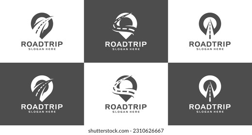 Collection of road map logo design template. Street logo with location point graphic design vector illustration. Symbol, icon, creative.