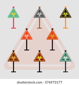 collection of road sign with an radioactive symbol