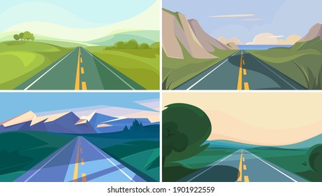 Collection of roads going into the horizon. Beautiful outdoor scenes.