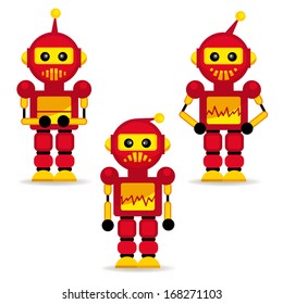 collection robots in action - vector illustration