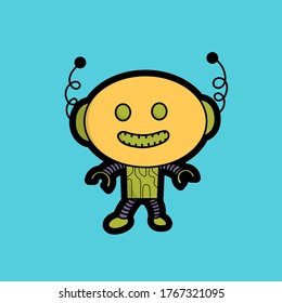 A collection of robots for kids, perfect for stickers, doodles, cartoon, t shirt design, childish