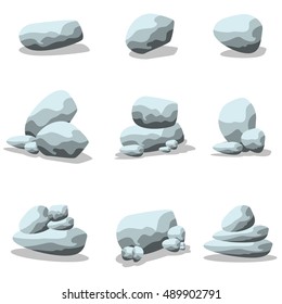 Collection rock set of vector art illustration