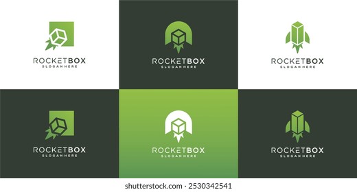Collection of rocket box logo vector idea. Abstract start up logotype or delivery service design.		