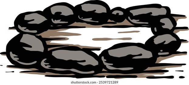 coleção de rochas e rochas de fogo ilustração vetorial