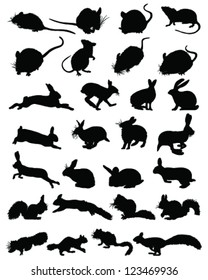 Collection of rodents silhouettes-vector