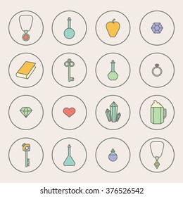 Collection of role-playing game web icons. Vector illustration.