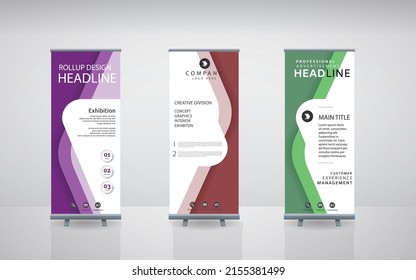 Collection of Roll Up Banner Design stand template, flyers design , advertisement, display layout. 