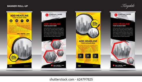 Collection of Roll Up Banner Design stand template, flyers design , advertisement, display layout