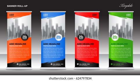 Collection of Roll Up Banner Design stand template, flyers design , advertisement, display layout