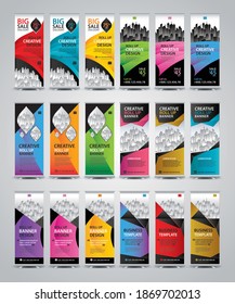 Collection of Roll Up Banner template vector, Business banner set, Standee Design, stand or flag design, Exhibition Advertising, corporate banner, poster, Banner design, web background