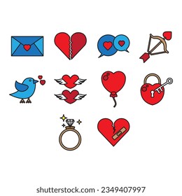 collection of romance icon vector