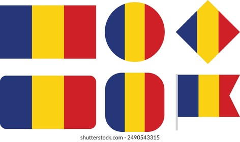 Kollektion von Rumänien Flagge Vektorgrafik isoliert auf weißem Hintergrund