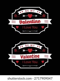 Colección de Vectores románticos de San Valentín para ropa, tarjetas de felicitación y carteles.