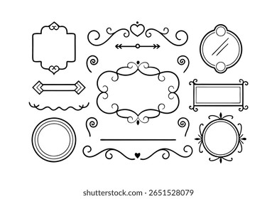Uma coleção de elementos de design caligráfico estilo Roma com divisores ornamentados e manchetes elegantes. Perfeito para projetos de design vintage, de luxo e clássico.