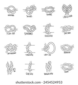 collection of rope knot icon vector