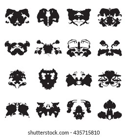 Collection of Rorschach test inkblots. Vector illustration