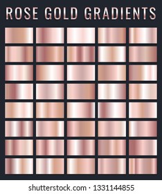Collection of rose gold metallic gradient. Brilliant plates with golden effect. Vector illustration. svg