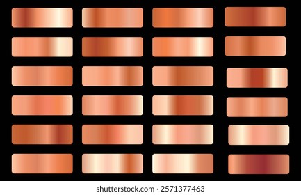 Collection of rose gold metallic gradient brilliant plates with golden effect DESIGN