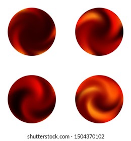 Collection of round blurred backgrounds. Trendy soft color sphere. Futuristic retro style of 80th. Red modern abstract covers for your graphic design or creative projects.