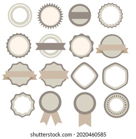 Collection of round and circle labels.Set of blank retro vintage badges and banner.Border frames and tag.Stickers for decoration.Sign, symbol, icon or logo isolated.Flat design.Vector illustration.