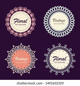 Collection of round decorative border frames with clear Background. Ideal for vintage label designs frameworks,invitation card, photo and banners design