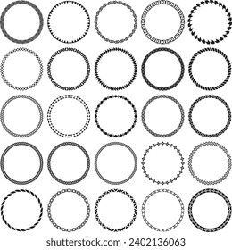 Collection of Round Decorative Border Frames with Clear Background. Ideal for vintage label designs.