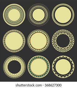 Collection of Round Decorative Border Frames with Black Filled Background