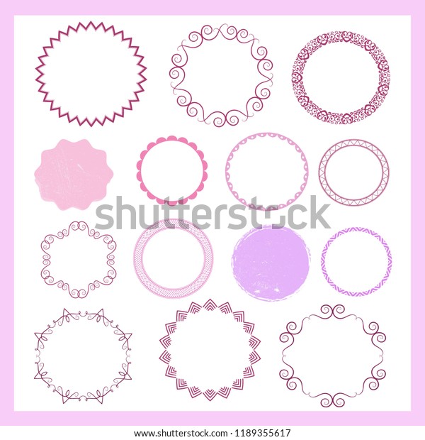 Collection Round Decorative Border Frames Clear Stock Vector