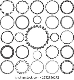 Collection of Round Decorative Ornamental Border Frames. Ideal for vintage label designs.