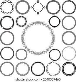 Collection of Round Decorative Ornamental Border Frames. Ideal for vintage label designs.