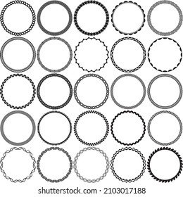 Collection of Round Decorative Ornamental Border Frames. Ideal for vintage label designs.