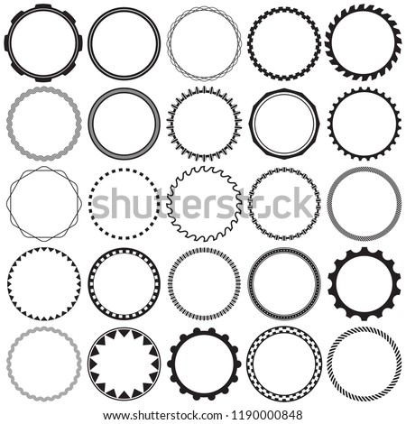 Collection of Round Decorative Ornamental Border Frames with Clear Background. Ideal for vintage label designs.