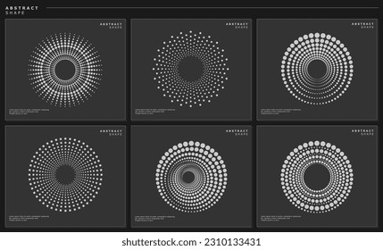 Collection of round dots logo design vector. Modern abstract halftone circle set.