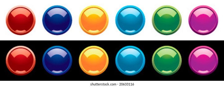 Collection of round gel filled icon buttons