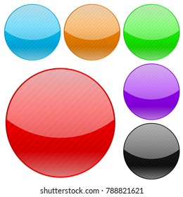 Collection of round glass buttons. Vector 3d illustration