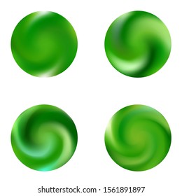 Collection with round gradient backgrounds. Trendy soft color sphere. Flat retro style of 80th. Green eco fluid templates for your presentation, invitation, brochure, calendar or cards.