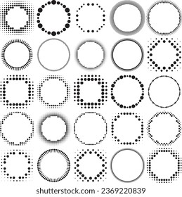 Collection of Round Halftone Dot Border Frames