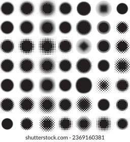 Collection of Round halftone shapes, ideal for logos, icons, retail advertisements and other design projects.