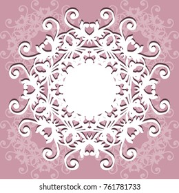 Collection of round lacy napkin for your text or photo. Elegant design . Vector illustration . It can be used as a frame for the photo , for greeting cards, invitations .