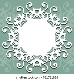 Collection of round lacy napkin for your text or photo. Elegant design . Vector illustration . It can be used as a frame for the photo , for greeting cards, invitations .
