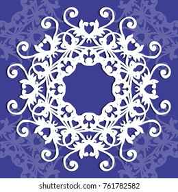 Collection of round lacy napkin for your text or photo. Elegant design . Vector illustration . It can be used as a frame for the photo , for greeting cards, invitations .