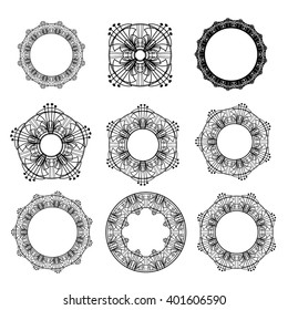 collection round ornament for design, vector illustration clip-art