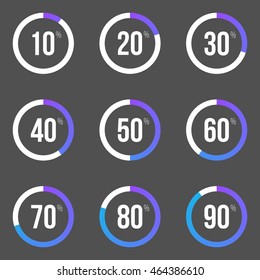 Collection of round progress bars. Pie chart elements. Infographic templates, vector eps 10.