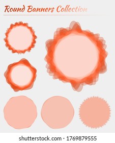 Collection of round shapes. Circular backgrounds in deep orange colors. Captivating vector illustration.