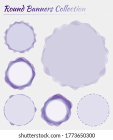 Colección de formas redondeadas. Antecedentes circulares de color púrpura. Ilustración vectorial con clase.