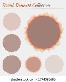 Collection of round shapes. Circular backgrounds in soft red colors. Cool vector illustration.