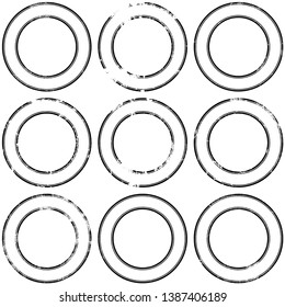 Collection of round stamps in grunge style